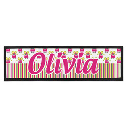Pink Monsters & Stripes Bar Mat - Large (Personalized)
