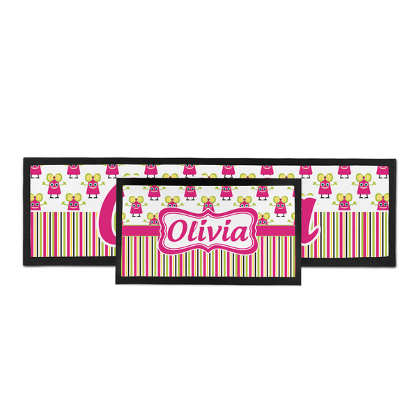 Pink Monsters & Stripes Bar Mat - Parent Main