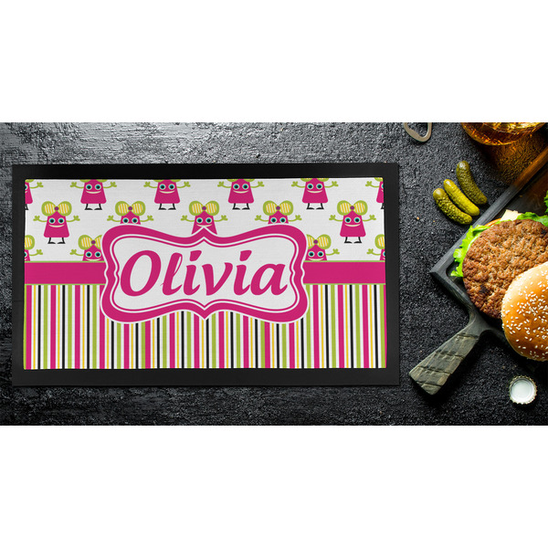 Pink Monsters & Stripes Bar Mat - Small - LIFESTYLE