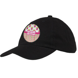 Pink Monsters & Stripes Baseball Cap - Black (Personalized)