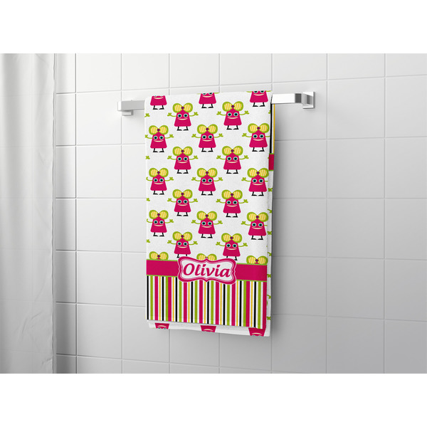 Pink Monsters & Stripes Bath Towel - LIFESTYLE