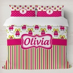 Pink Monsters & Stripes Duvet Cover Set - King (Personalized)