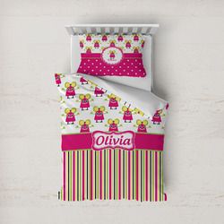 Pink Monsters & Stripes Duvet Cover Set - Twin (Personalized)