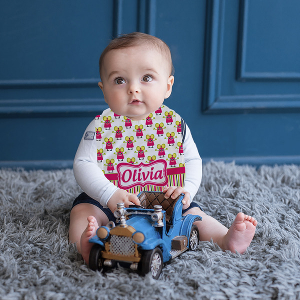 Pink Monsters & Stripes Bib Lifestyle Boy