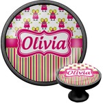 Pink Monsters & Stripes Cabinet Knob (Black) (Personalized)
