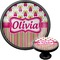 Pink Monsters & Stripes Cabinet Knob (Black) (Personalized)
