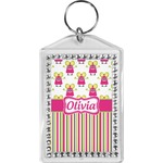 Pink Monsters & Stripes Bling Keychain (Personalized)