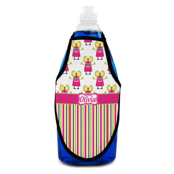 Pink Monsters & Stripes Bottle Apron - Soap - FRONT