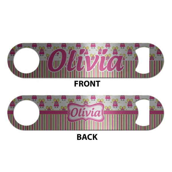 Pink Monsters & Stripes Bottle Opener - Front & Back