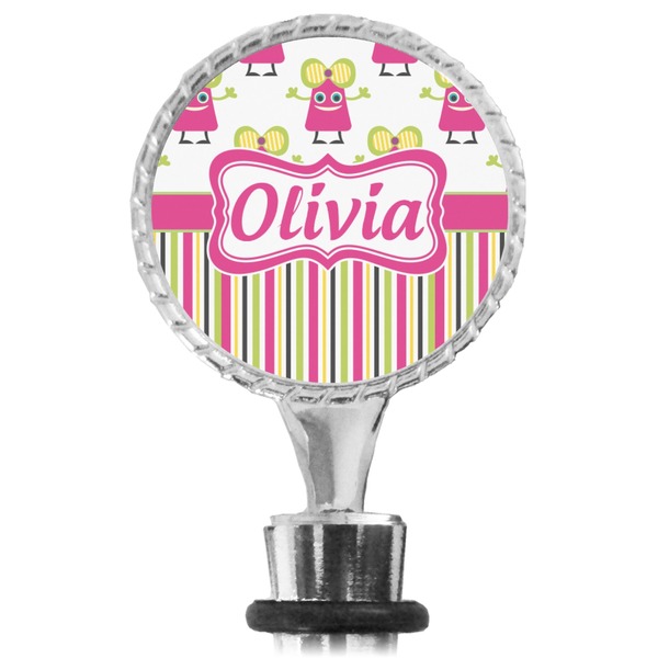 Pink Monsters & Stripes Bottle Stopper Main View