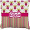 Pink Monsters & Stripes Faux-Linen Throw Pillow 18" (Personalized)