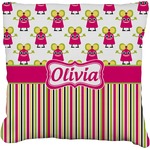 Pink Monsters & Stripes Faux-Linen Throw Pillow 26" (Personalized)