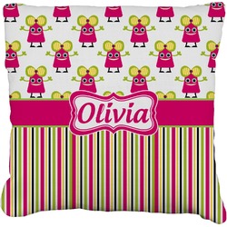 Pink Monsters & Stripes Faux-Linen Throw Pillow 26" (Personalized)