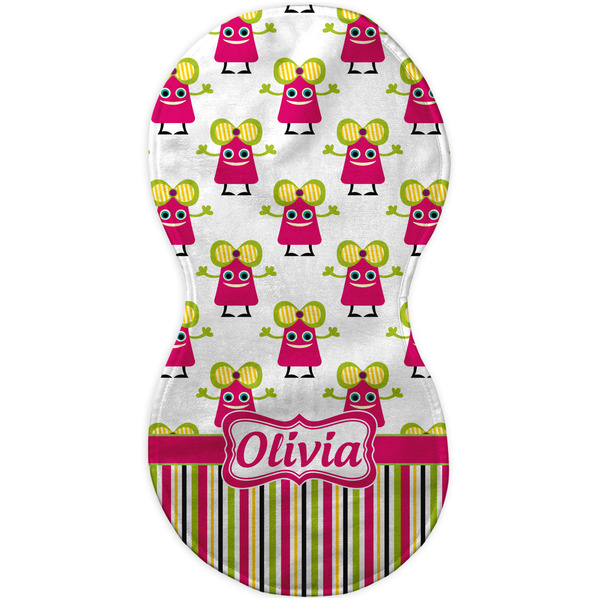 Pink Monsters & Stripes Burp Peanut Shaped Flat