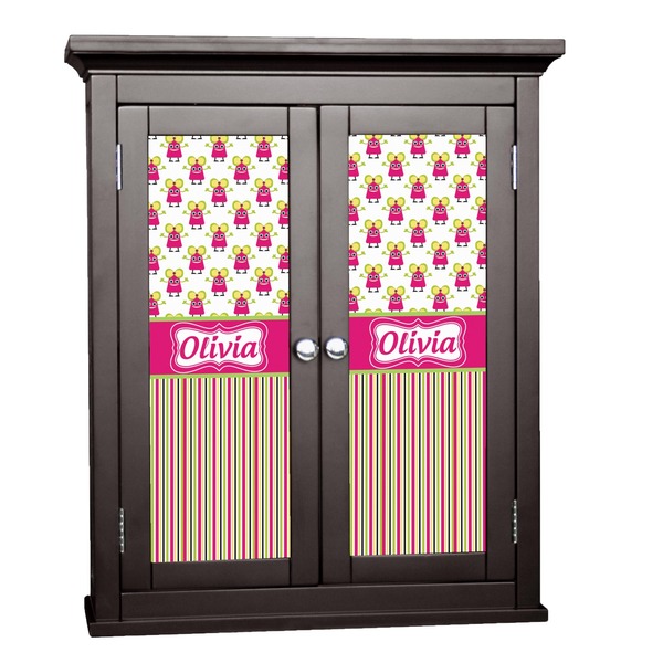 Custom Pink Monsters & Stripes Cabinet Decal - Large (Personalized)