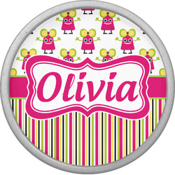Pink Monsters & Stripes Cabinet Knob (Silver) (Personalized)
