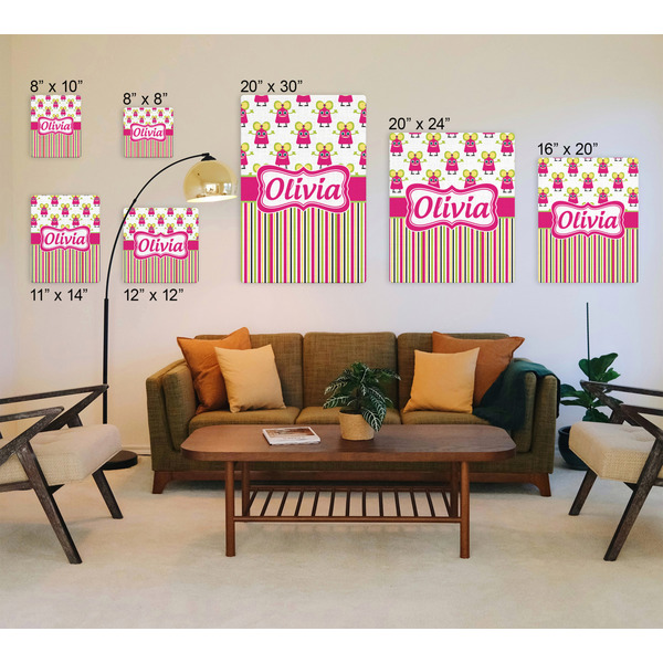 Pink Monsters & Stripes Canvas Prints - Multiple Sizes