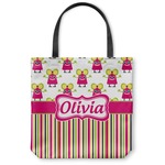 Pink Monsters & Stripes Canvas Tote Bag - Small - 13"x13" (Personalized)