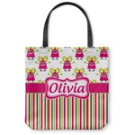 Pink Monsters & Stripes Canvas Tote Bag - Large - 18"x18" (Personalized)