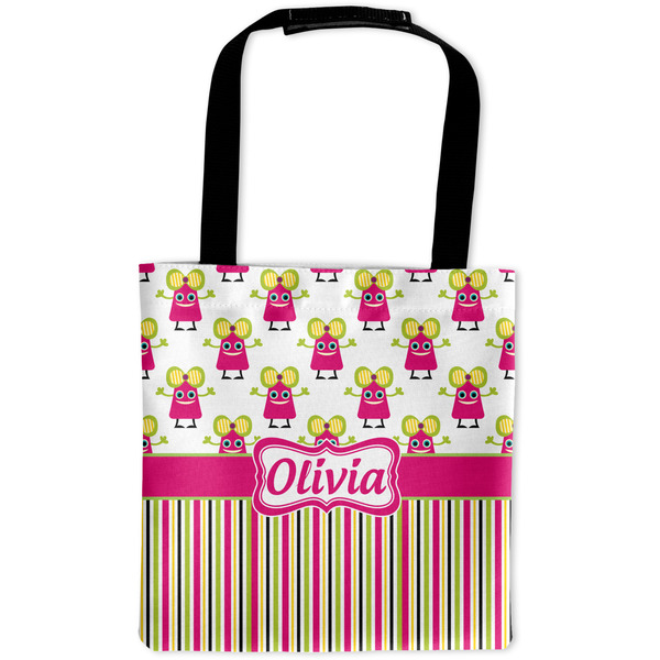 Custom Pink Monsters & Stripes Auto Back Seat Organizer Bag (Personalized)