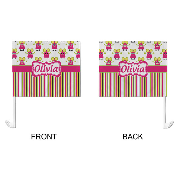 Pink Monsters & Stripes Car Flag - Large - APPROVAL