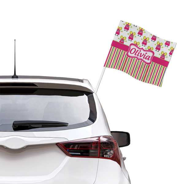 Pink Monsters & Stripes Car Flag - Large - LIFESTYLE
