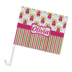 Pink Monsters & Stripes Car Flag (Personalized)