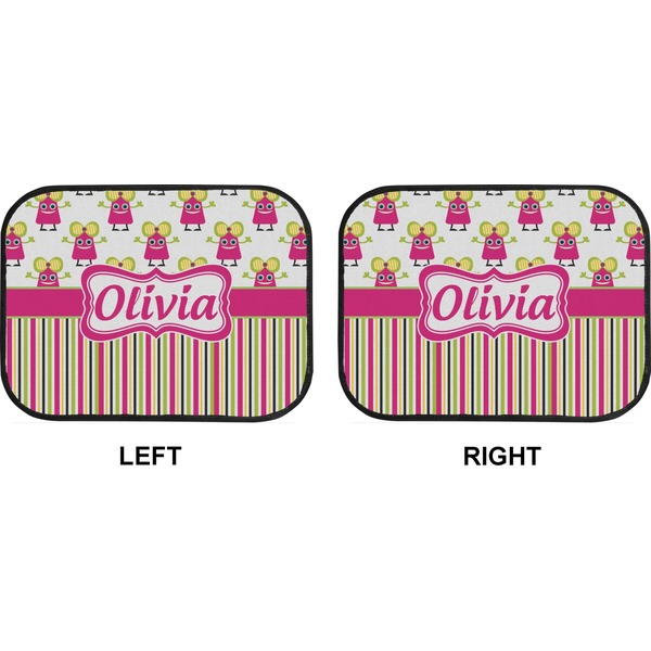 Pink Monsters & Stripes Car Floor Mats (Back Seat) (Approval)