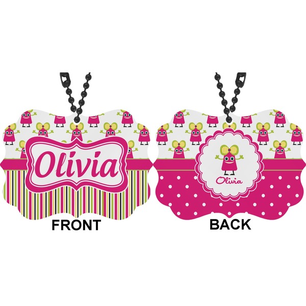 Pink Monsters & Stripes Car Ornament (Approval)