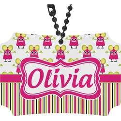Pink Monsters & Stripes Rear View Mirror Ornament (Personalized)
