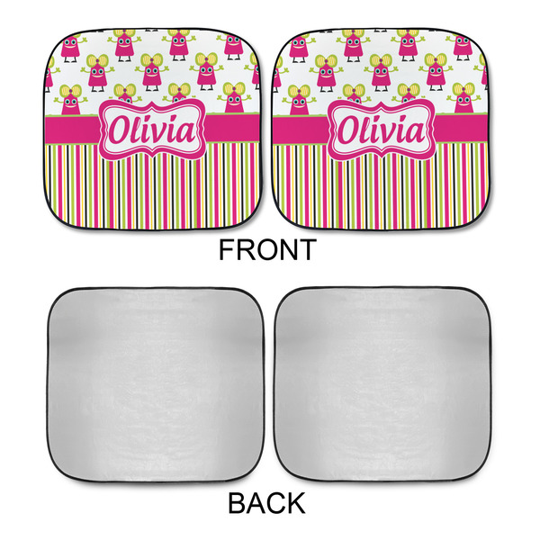 Pink Monsters & Stripes Car Sun Shades - APPROVAL