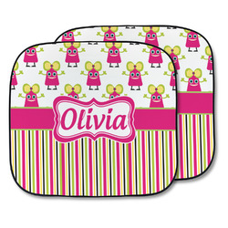 Pink Monsters & Stripes Car Sun Shade - Two Piece (Personalized)