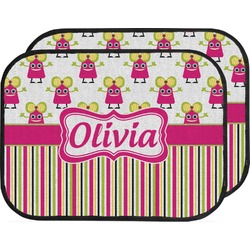 Pink Monsters & Stripes Car Floor Mats (Back Seat) (Personalized)