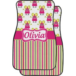 Pink Monsters & Stripes Car Floor Mats (Personalized)