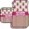 Pink Monsters & Stripes Car Floor Mats Set - 2 Front & 2 Back (Personalized)
