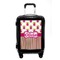 Pink Monsters & Stripes Carry On Hard Shell Suitcase - Front