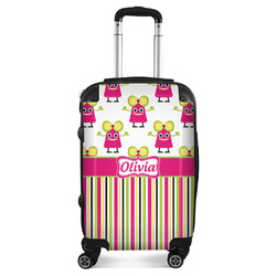 Pink Monsters & Stripes Suitcase - 20" Carry On (Personalized)