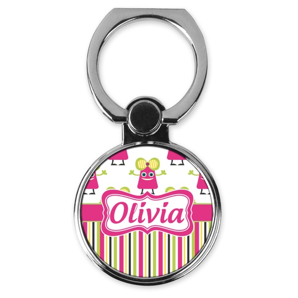 Custom Pink Monsters & Stripes Cell Phone Ring Stand & Holder (Personalized)
