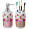 Pink Monsters & Stripes Ceramic Bathroom Accessories Set (Personalized)