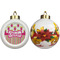 Pink Monsters & Stripes Ceramic Christmas Ornament - Poinsettias (APPROVAL)