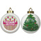Pink Monsters & Stripes Ceramic Christmas Ornament - X-Mas Tree (APPROVAL)