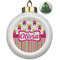 Pink Monsters & Stripes Ceramic Ball Ornament - Christmas Tree (Personalized)