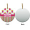 Pink Monsters & Stripes Ceramic Flat Ornament - Circle Front & Back (APPROVAL)