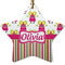 Pink Monsters & Stripes Ceramic Flat Ornament - Star (Front)