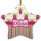 Pink Monsters & Stripes Star Ceramic Ornament w/ Name or Text