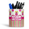 Pink Monsters & Stripes Ceramic Pen Holder