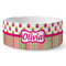 Pink Monsters & Stripes Ceramic Dog Bowl - Large (Personalized)