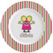 Pink Monsters & Stripes Ceramic Dinner Plates (Set of 4) (Personalized)