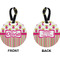 Pink Monsters & Stripes Circle Luggage Tag (Front + Back)