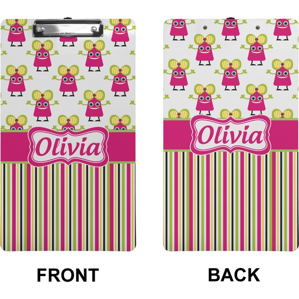 Pink Monsters & Stripes Clipboard (Legal) (Front + Back)